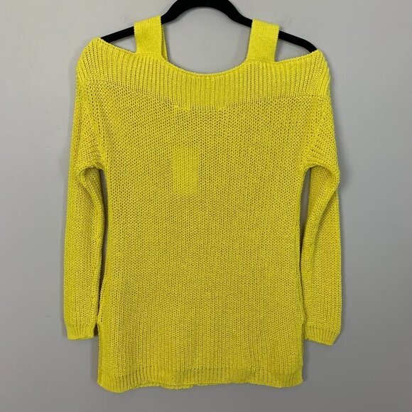 Soft Surroundings Cotton Blend Yellow Cold Shoulder Sweater XS - NEW - Picture 5 of 8